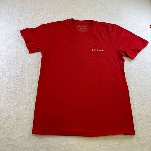 Columbia Sportswear Company T-Shirt Mediun Red Short Sleeve Back Hiking Graphic - Picture 1 of 11